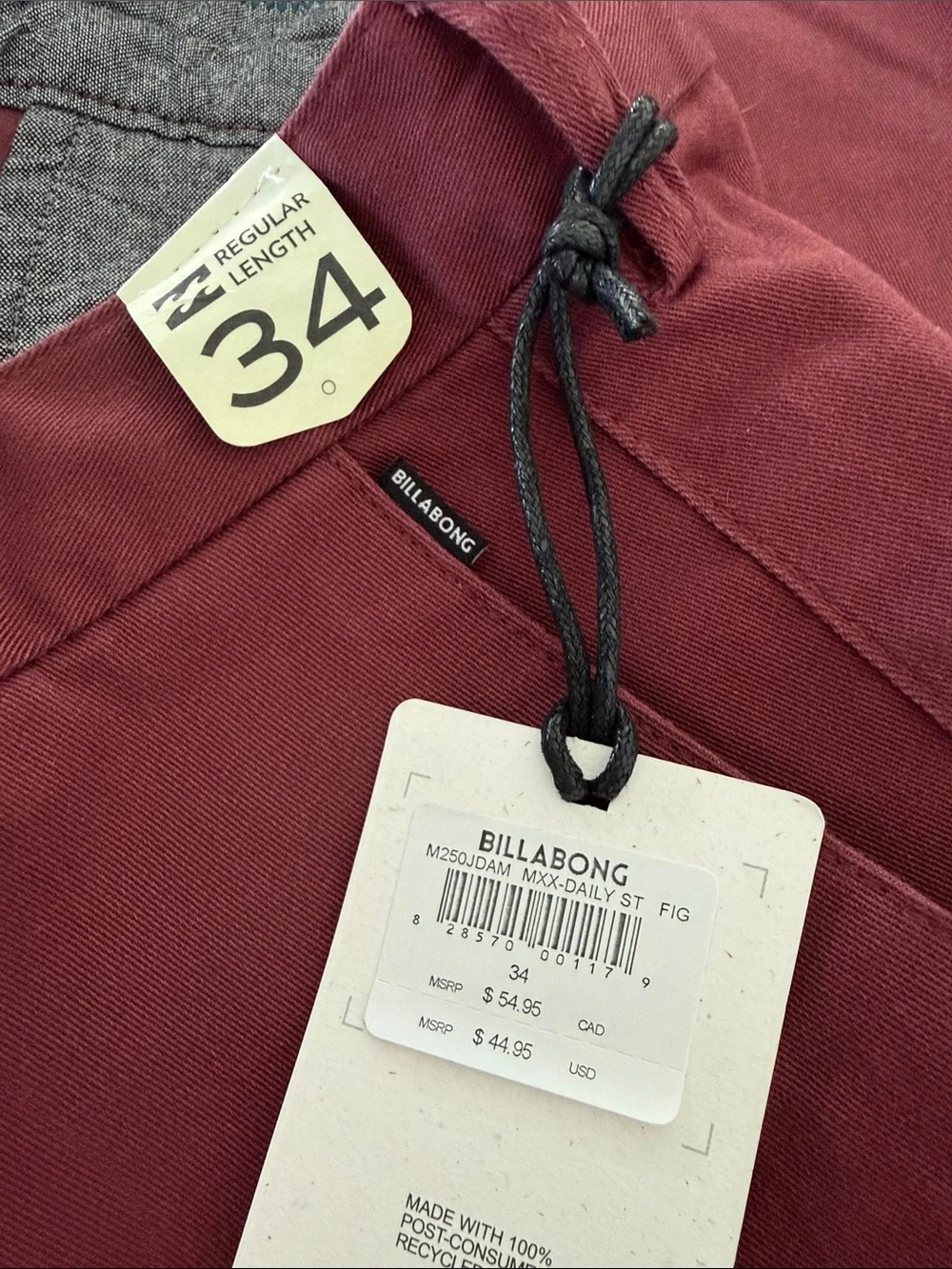Billabong Men's Maroon 34 Flat Front Shorts